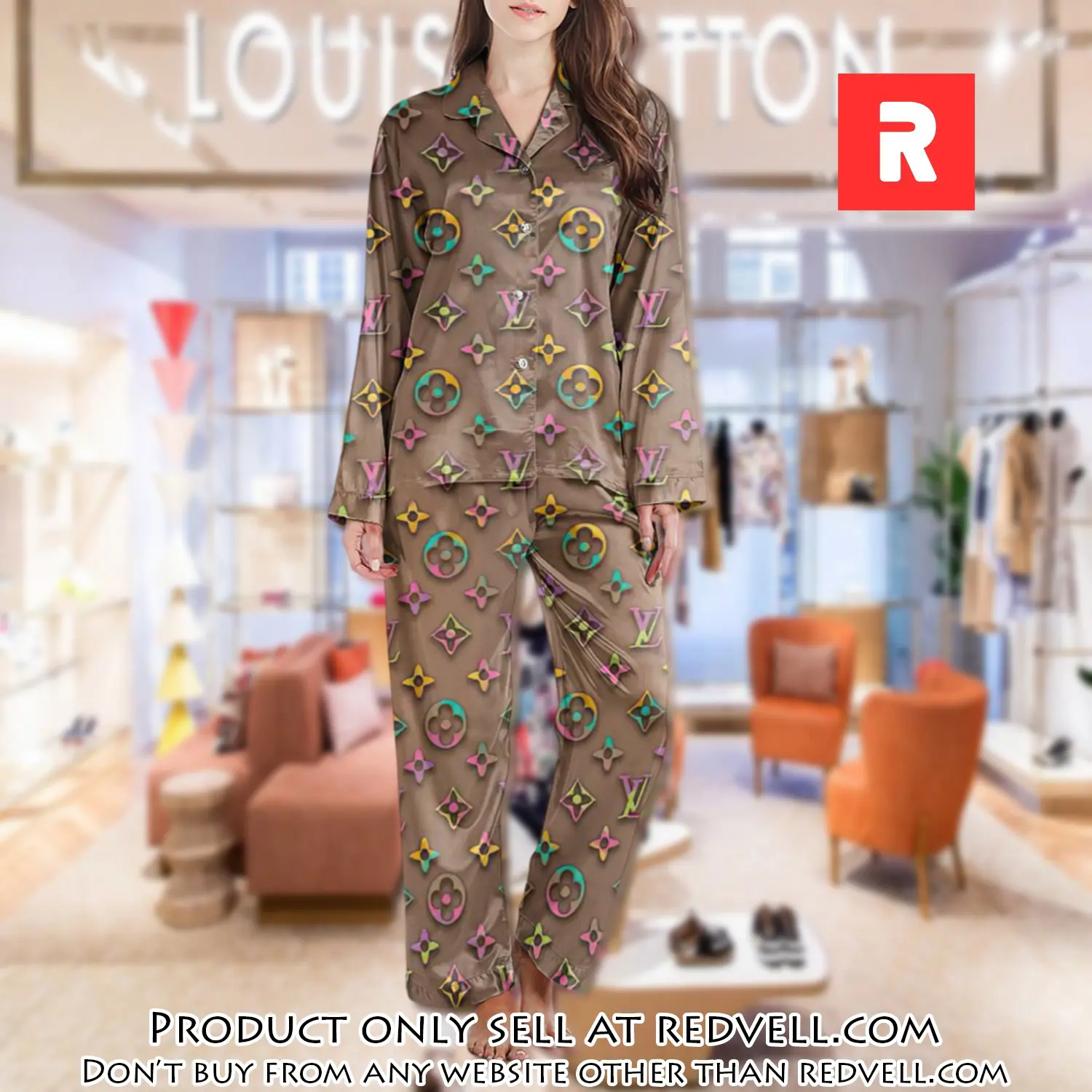 Lv monogram long satin pajama set pjs1003 rv5539294